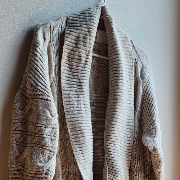 Pink Rose Beige Chunky Cable Knit Angled Open Cardigan Size XL - Picture 2 of 15